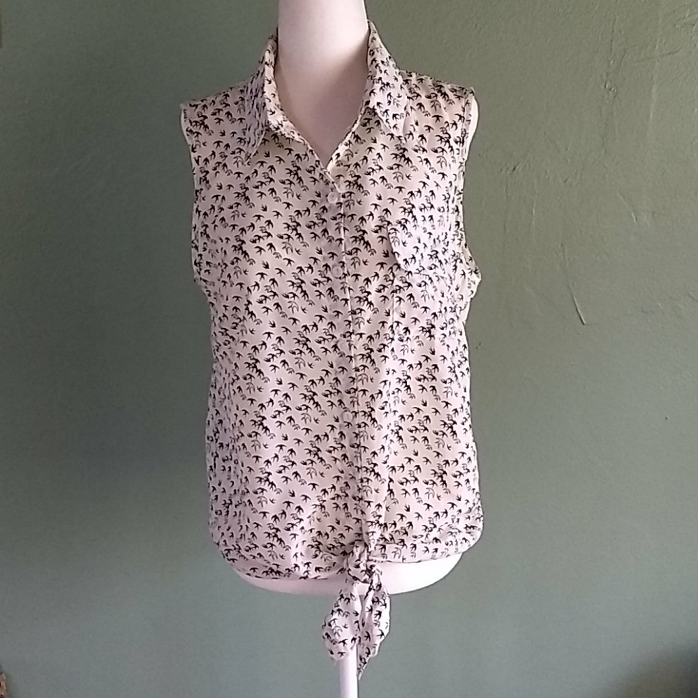 Sleeveless Button Up Blouse